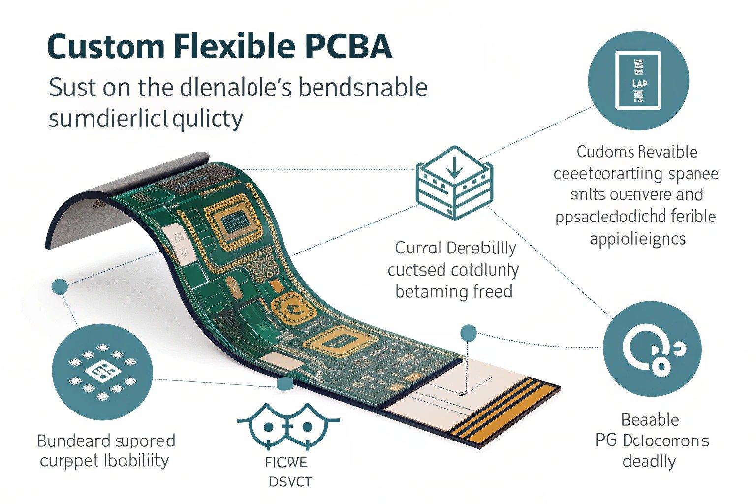 Custom flexible PCBA: assembled on a bendable substrate, offering design flexibility, durability, and space savings for compact or curved electronic devices.