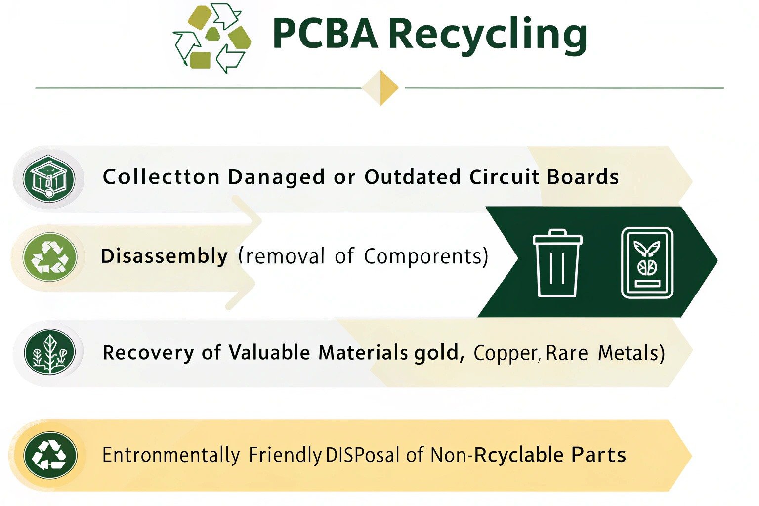 PCBA recycling process: from circuit board collection to material recovery and eco-friendly disposal
