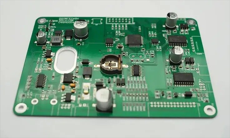 Diagram illustrating mixed technology PCB assembly that integrates Surface Mount Technology (SMT) and Through-Hole Technology (THT) for complex electronic designs requiring high-current connectors or transformers.